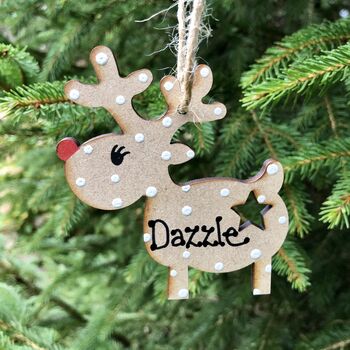 Personalised Reindeer With Star Christmas Decoration, 4 of 5