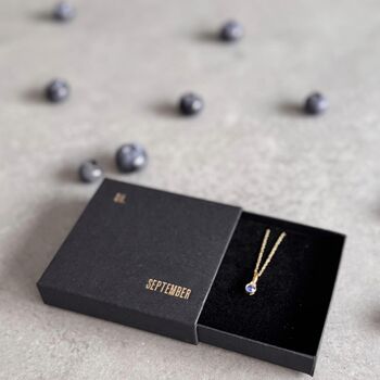 September Birthstone Sapphire Gold Plated Necklace, 3 of 8