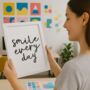 'Smile Every Day' Black White Handwritten Print, thumbnail 1 of 5