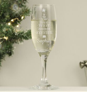 Personalised Christmas Tree Glass Flute, 2 of 3