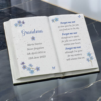 Personalised Forget Me Not Memorial Resin Book, 4 of 5