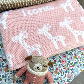 Personalised Knitted Giraffe Baby Blanket, 8 of 12