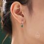 Oval Emerald Green Cz Huggie Hoop In Sterling Silver, thumbnail 1 of 10