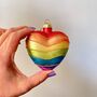 Christmas Glass Bauble Rainbow Heart, thumbnail 1 of 2