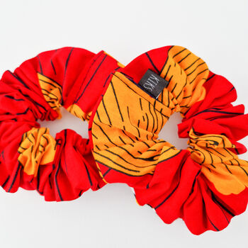 Two African Print Scrunchies | Red Igbale Print, 3 of 3