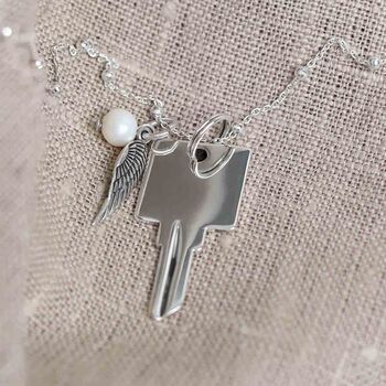 Sterling Silver Key Necklace Large, 6 of 7