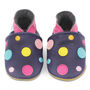 Dotty Fish Navy Spotty Dotty Soft Leather Baby Shoes With Barefoot Soles, thumbnail 7 of 11