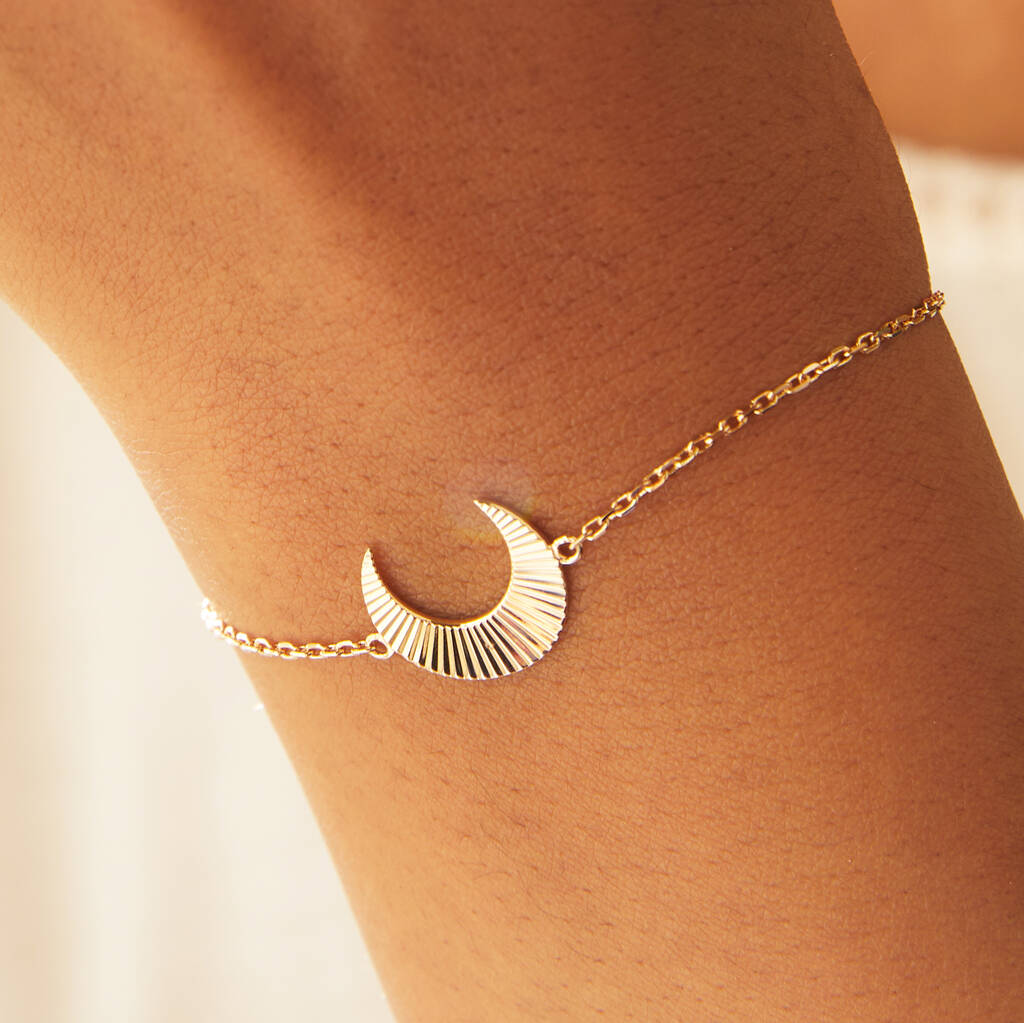 Personalised Textured Moon Chain Bracelet By Merci Maman ...