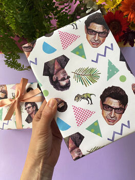 Jeff Goldblum Wrapping Paper, Funny 90s Dinosaur Wrap, 4 of 10