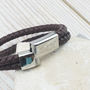 Chestnut Brown Leather Personalised Chrome Bracelet, thumbnail 5 of 11
