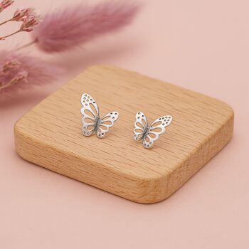 Sterling Silver Butterfly Flutter Earrings, 2 of 8