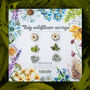 Set Of Three Inky Wildflower Stud Earrings, thumbnail 1 of 11