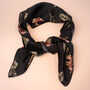 Black Feather Print Silky Scarf, thumbnail 3 of 4