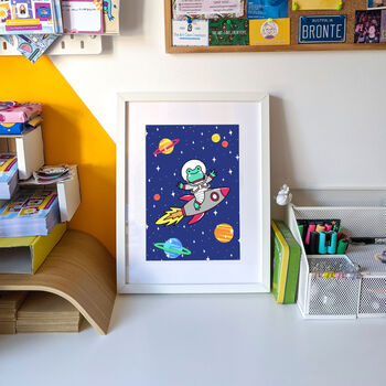 Frog Astronaut Space Rocket Print, 2 of 4