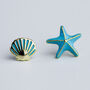 Sterling Silver Blue Seashell Stud Earrings, thumbnail 1 of 6