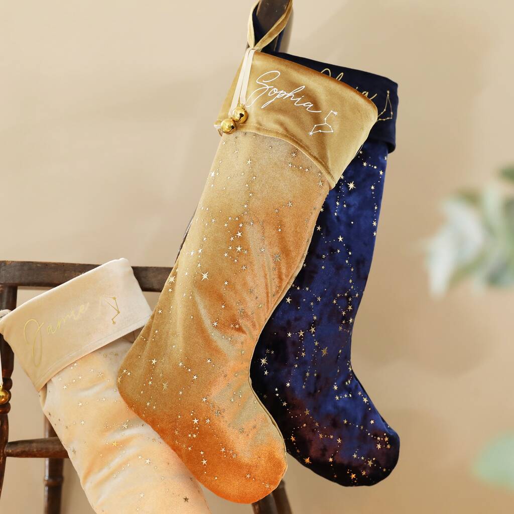Personalised Constellation Velvet Christmas Stocking, 1 of 9