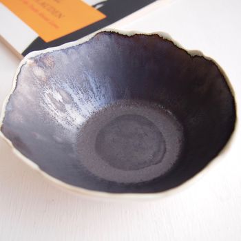 Handmade Ceramic Metallic Black / White Ring Dish, 3 of 5