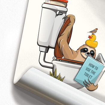 Sloth In Toilet, Funny Toilet Art, 3 of 7
