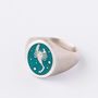 Sterling Silver And Enamel Zodiac Star Sign Signet Ring, thumbnail 3 of 10