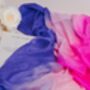 100% Mulberry Silk Scarf, Ombre Purple Blue Pink, thumbnail 1 of 7