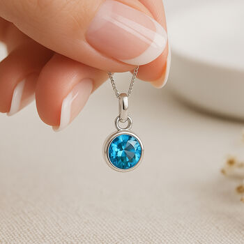 Personalised Sterling Silver December Birthstone Topaz Pendant Necklace, 2 of 10