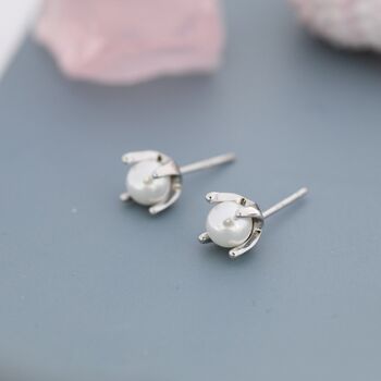 Sterling Silver Tiny Pearl Stud Earrings, 7 of 12