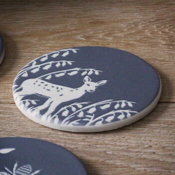 Round Grey And White Meadow Coasters, 3 of 3
