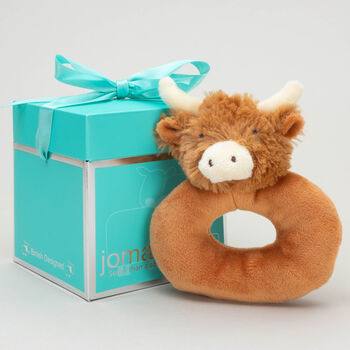 Personalised Longhorn Highland Cow Rattle, Boxed, 2 of 6