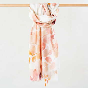 Peach Blossom Floral Print Scarf, 2 of 5
