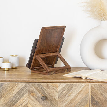 Hambleden Elegant Wood Inlay Stand For iPad And Cookbook, 4 of 8