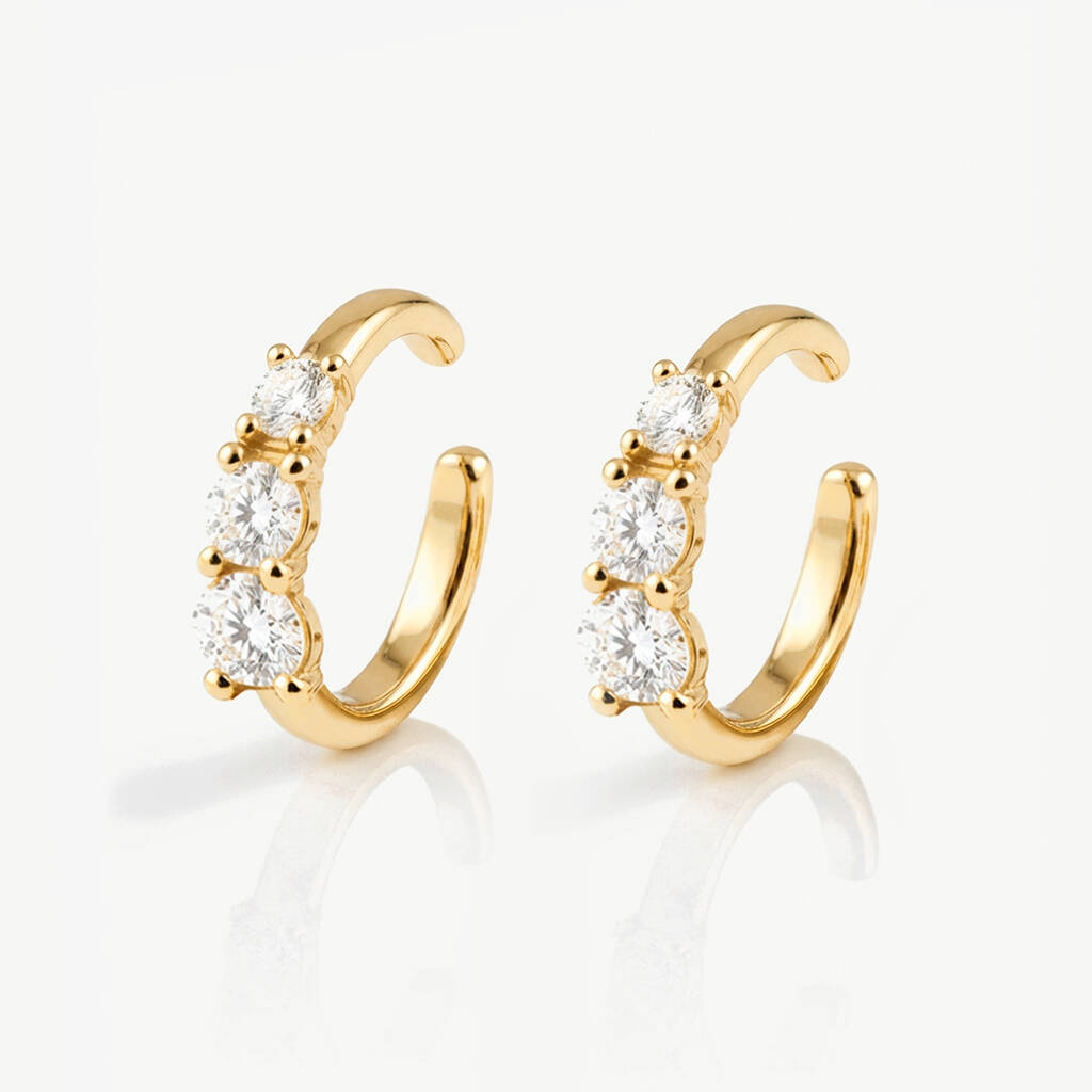 18k Gold Or Silver Ear Cuff Set, Women's Piercing Gift, Adjustable, 1 of 5