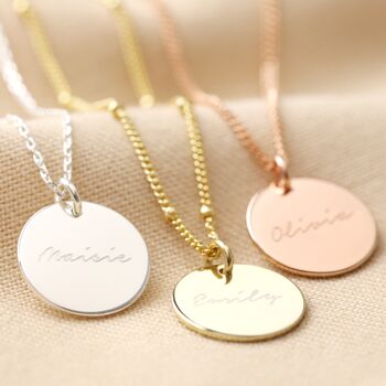 Personalised Name Sterling Silver Disc Necklace, 3 of 9