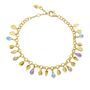 Gold Plated Sterling Silver Semi Precious Stone Charms Bracelet, thumbnail 1 of 7