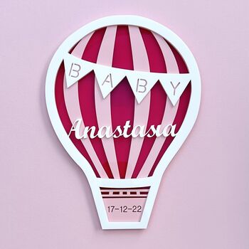 Personalised Hot Air Balloon New Baby Gift Wall Plaque, 7 of 12