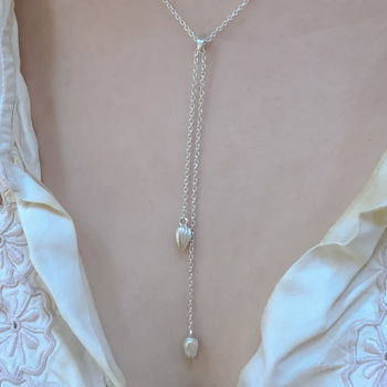 Long Silver Droplet Necklace, 3 of 4