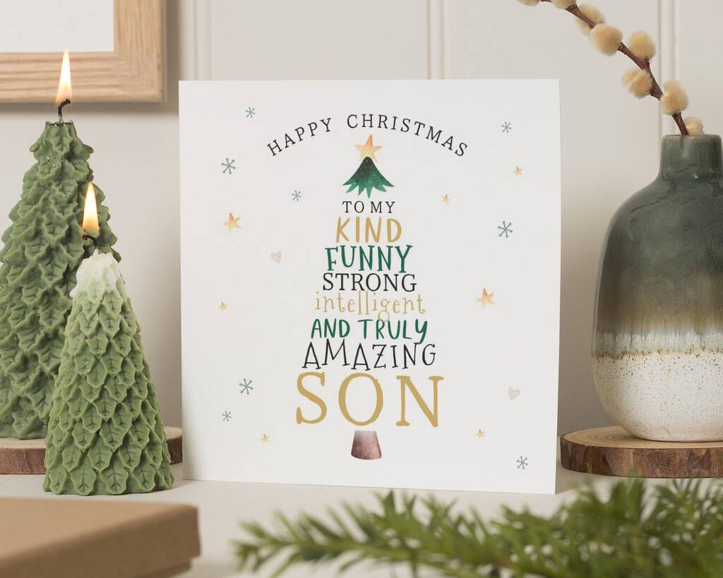 Personalised Christmas Card For Son With Christmas Tree, 1 of 7
