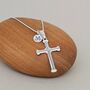 Personalised Silver Large Confirmation Cross Necklace, thumbnail 1 of 3