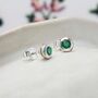 Handmade Sterling Silver Dainty Emerald Stud Earrings, thumbnail 3 of 7