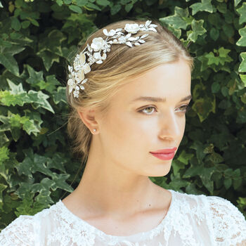 Silver Or Gold Plated Floral Bridal Hair Clip, 4 of 10