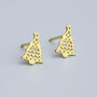 Sterling Silver Gold Colour Christmas Stud Earrings, thumbnail 4 of 7