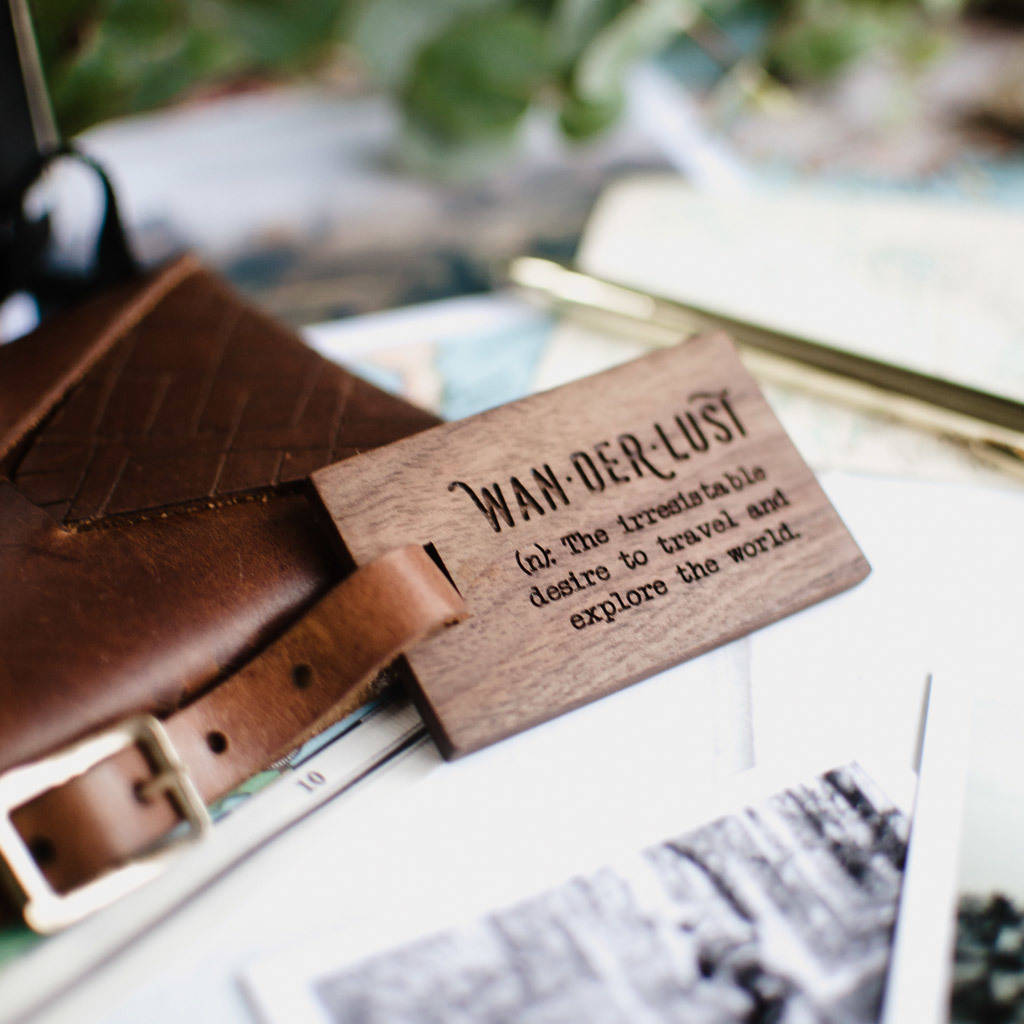 personalised wood luggage tag wanderlust by create gift love ...