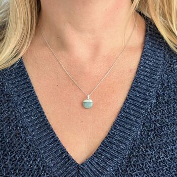 The Orb Aquamarine March Birthstone Necklace, Silver, 3 of 8