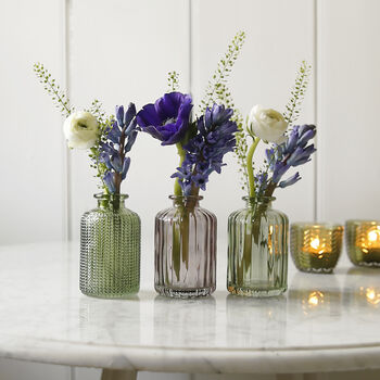 Little Lined Coloured Glass Bottle Vase Collection, 4 of 7