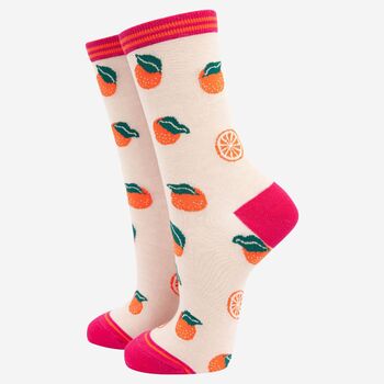 Women's Bamboo Socks Fruit Oranges, 3 of 5