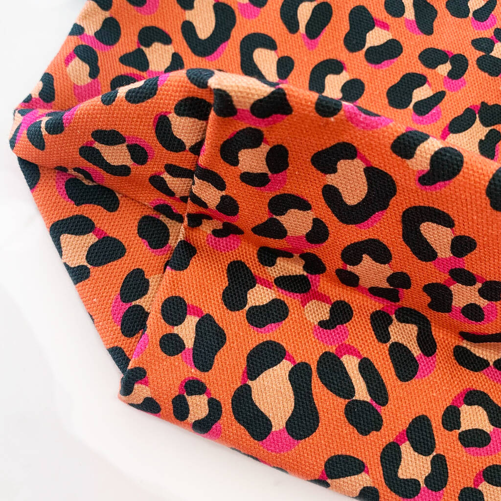 Coral Animal Print Large Washable Cosmetic Bag By Bean and Bemble