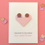 New Baby Twins Origami Heart Card, thumbnail 4 of 6