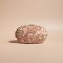 Disha Dusky Pink Velvet Oval Embroidered Clutch, thumbnail 1 of 8