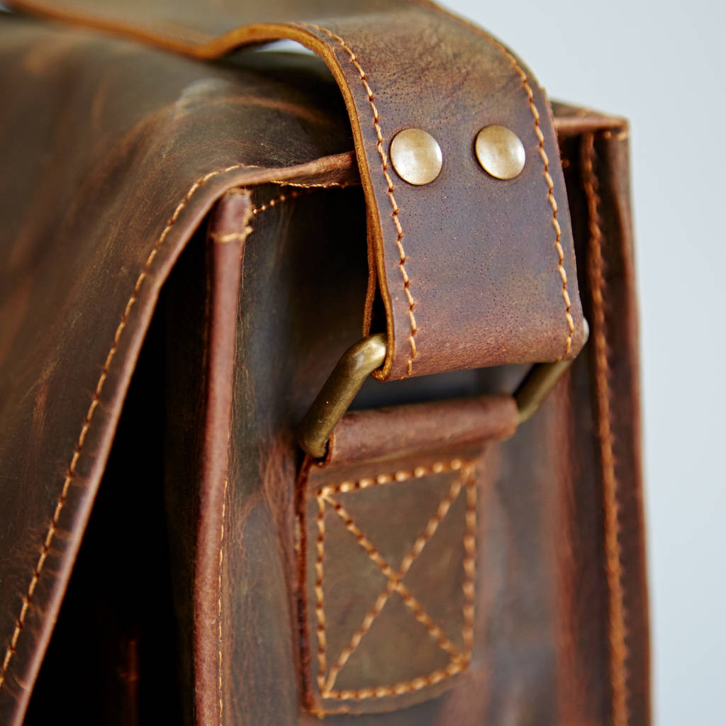 Personalised Buffalo Leather Messenger Bag By Paper High