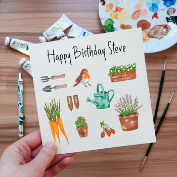 Illustrated Gardening Birthday Card By Laura Stanley Designs