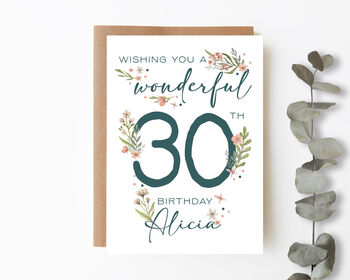 Personalised Adult Age Birthday Card Floral, 4 of 4